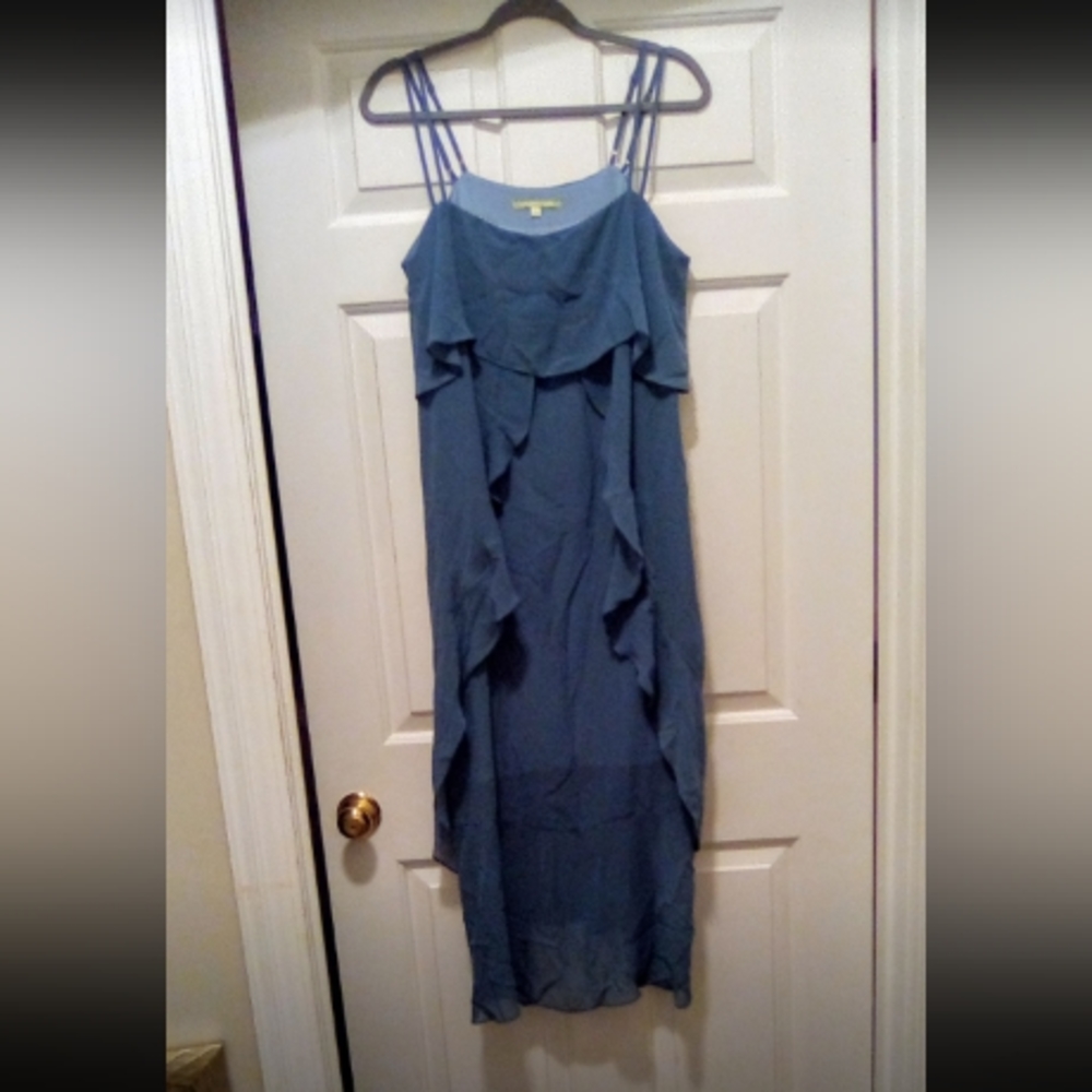 Gianni Bini blue spaghetti strap dress flowy with ruffle detail